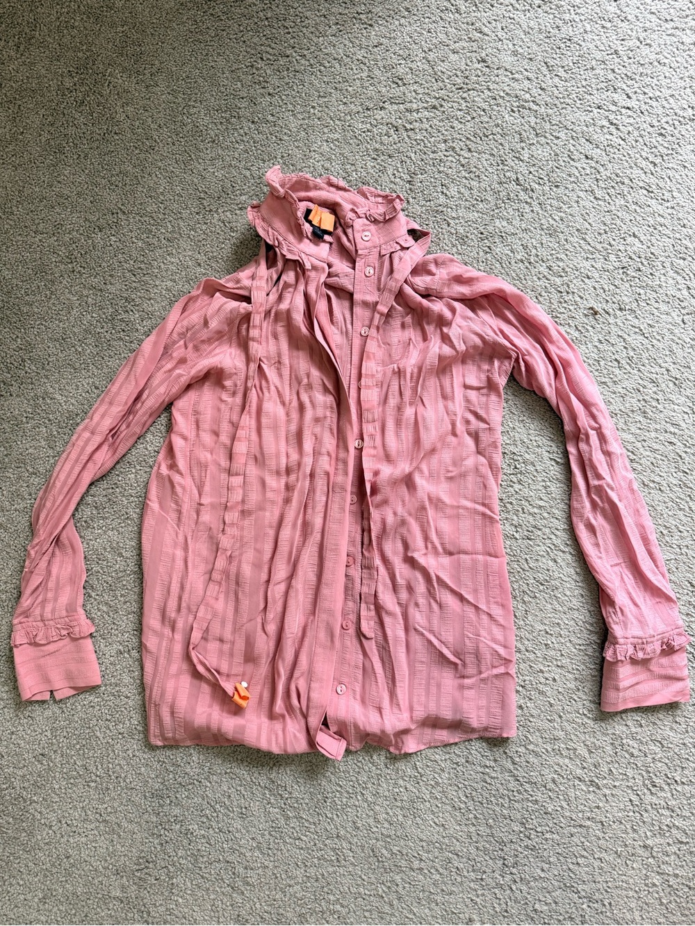 Light Pink Womens Button-Up Shirt with ties
